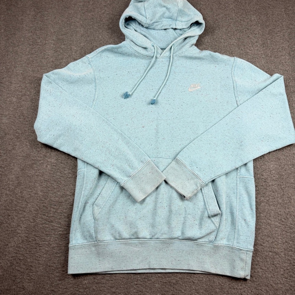 Nike Sportswear Women's Medium Speckled Fleece Hoodie Light Blue Pullover
